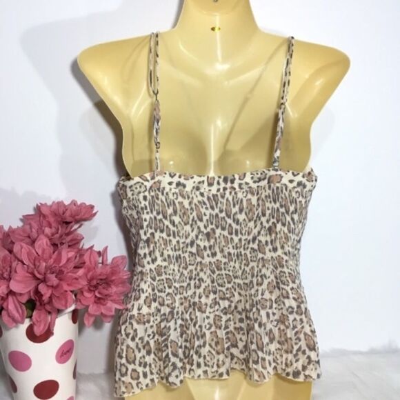 NWOT HOLLISTER HALTER ANIMAL PRINT STRAPPY PLEATED‎ CHIFFON TANK BABYDOLL FAIRY - Picture 3 of 5